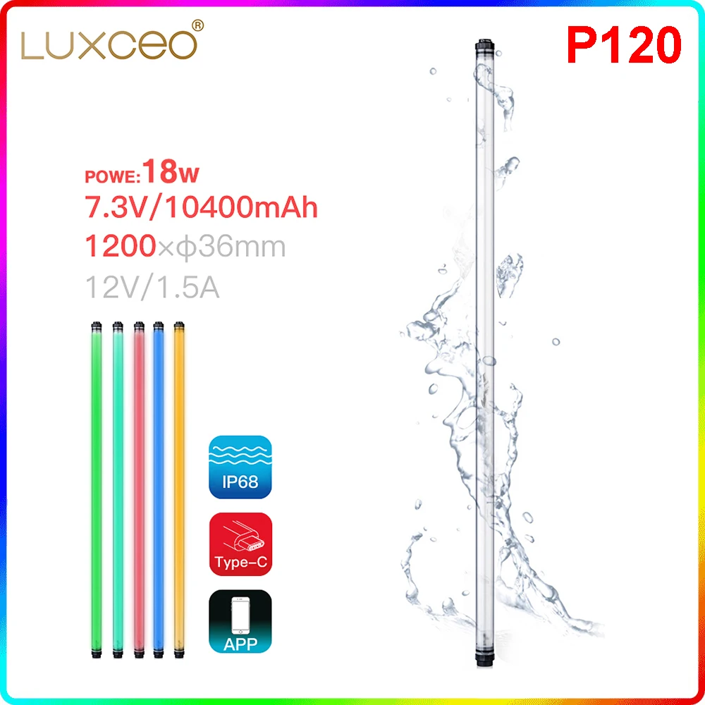 LUXCEO P120 Waterproof RGB LED Video Light Wand 120cm IP68 CRI 95+ with Battery Remote Control for Photographers Cinematographer
LUXCEO P120 Waterproof RGB LED Video Light Wand 120cm IP68 CRI 95+ with Battery Remote Control for Photographers Cinematographer