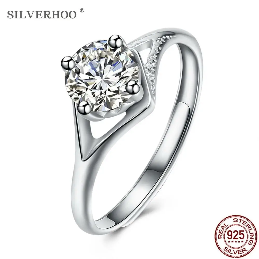 SILVERHOO 925 Silver Rings For Women Round 5A Cubic Zircon Romantic Adjustable Female Ring Engagement Jewelry Gift Recommend
SILVERHOO 925 Silver Rings For Women Round 5A Cubic Zircon Romantic Adjustable Female Ring Engagement Jewelry Gift Recommend
