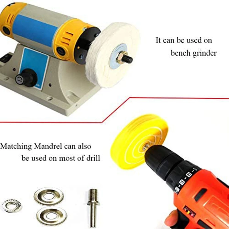 3Pcs Buffing Polishing Wheel 2/5 Inch Arbor Hole for Bench Grinder Buffer Tool with 1/4 Inch Shank for Drill
3Pcs Buffing Polishing Wheel 2/5 Inch Arbor Hole for Bench Grinder Buffer Tool with 1/4 Inch Shank for Drill
