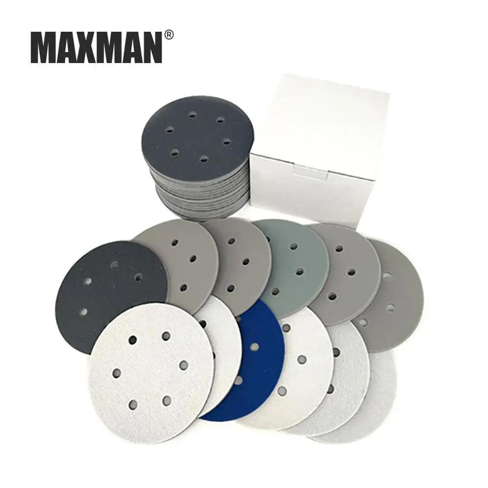 MAXMAN 2 шт. 5 дюймов/6 дюймов 6 отверстий губчатый диск влажный/Сухой наждачная бумага