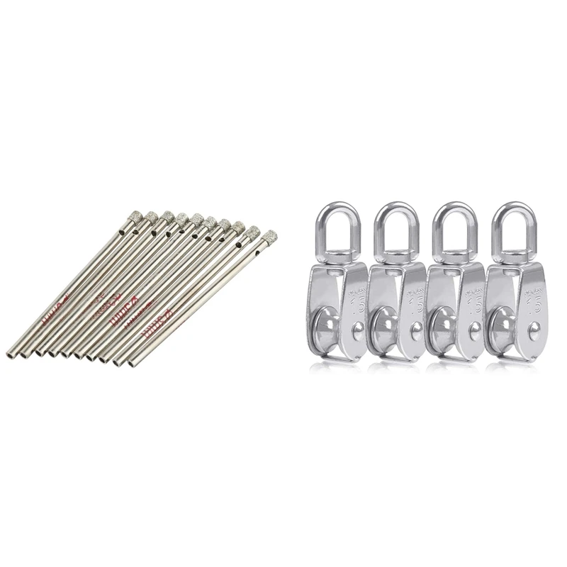 10Pcs 5mm Diamond Grit Hole Saw Drill Bit for Tile Glass with 4PCS Single Pulley Block Small Pulley Roller
10Pcs 5mm Diamond Grit Hole Saw Drill Bit for Tile Glass with 4PCS Single Pulley Block Small Pulley Roller
