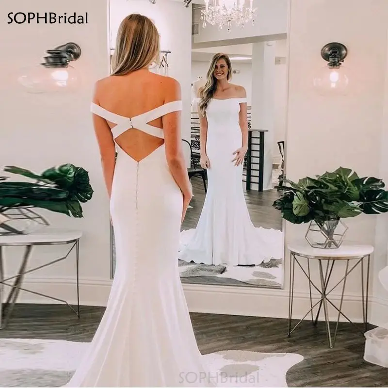 New Arrival Mermaid Wedding Dresses Off the Shoulder Simple Criss-Cross Back Long Fashion Wedding Gowns Robe De Mariee платье 
New Arrival Mermaid Wedding Dresses Off the Shoulder Simple Criss-Cross Back Long Fashion Wedding Gowns Robe De Mariee платье