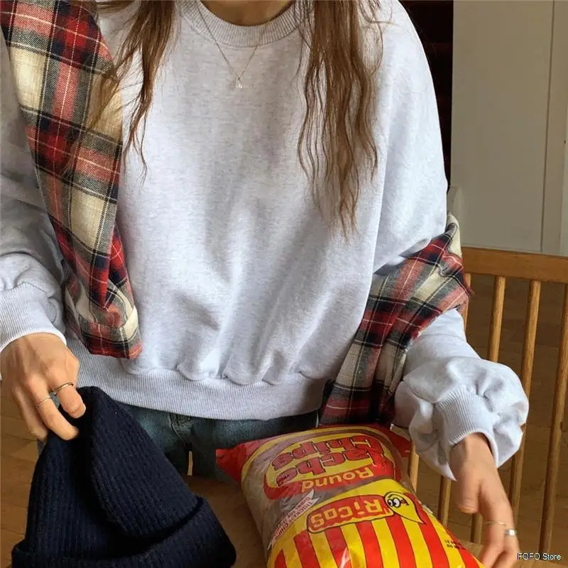 Loose Mid-length Round Neck Long-sleeves Hoodies 2 Colors Solid Pullover Women All Match Pullovers
Loose Mid-length Round Neck Long-sleeves Hoodies 2 Colors Solid Pullover Women All Match Pullovers