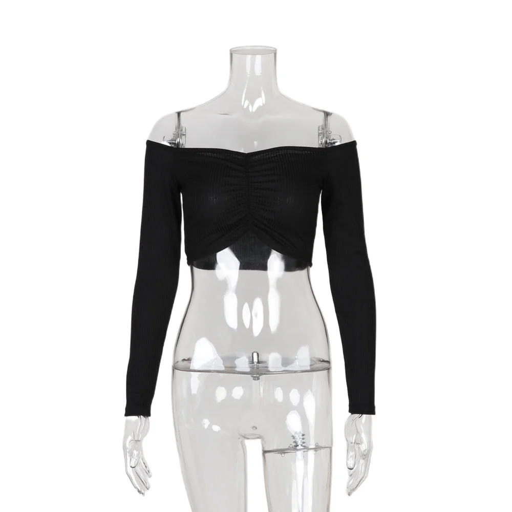 Women Tshirt Hot Selling Navel Short Slim Off-Shoulder Top Long-Sleeved T-shirt Base Shirt Polyester Casual Slash Neck Solid
Women Tshirt Hot Selling Navel Short Slim Off-Shoulder Top Long-Sleeved T-shirt Base Shirt Polyester Casual Slash Neck Solid