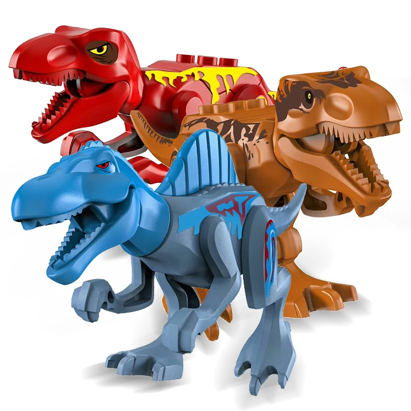 

Dinosaur Building Blocks Jurassic Tyrannosaurus Rex Wyvern Velociraptor Stegosaurus T-Rex Locking Brick Toys For Children Dino
