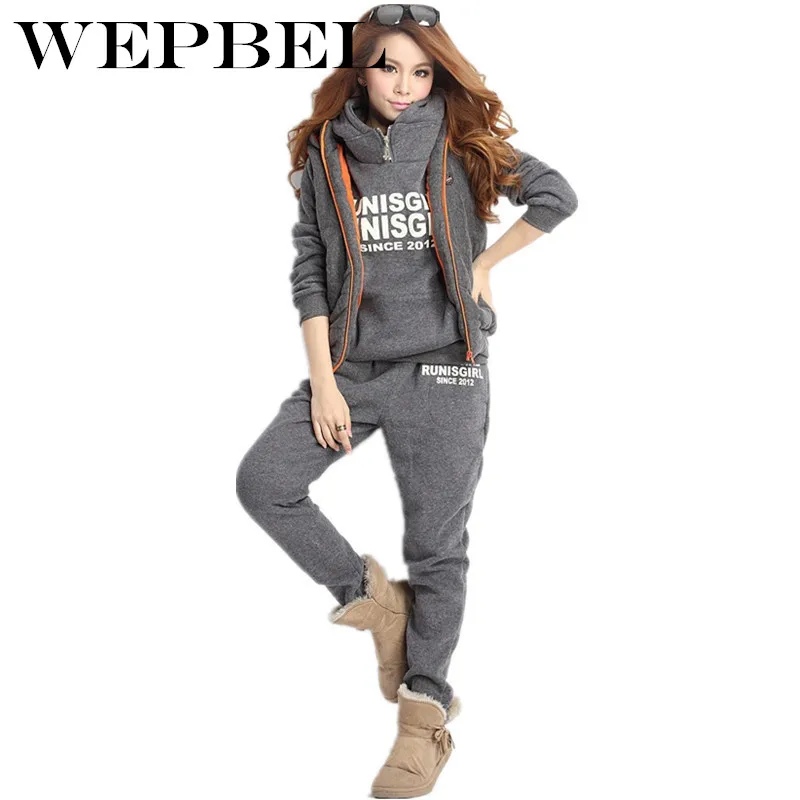 WEPBEL женский осенне-зимний костюм для отдыха женский свитер с капюшоном спортивный костюм Женская мода плюс бархатный костюм из трех предме... 
WEPBEL женский осенне-зимний костюм для отдыха женский свитер с капюшоном спортивный костюм Женская мода плюс бархатный костюм из трех предме...