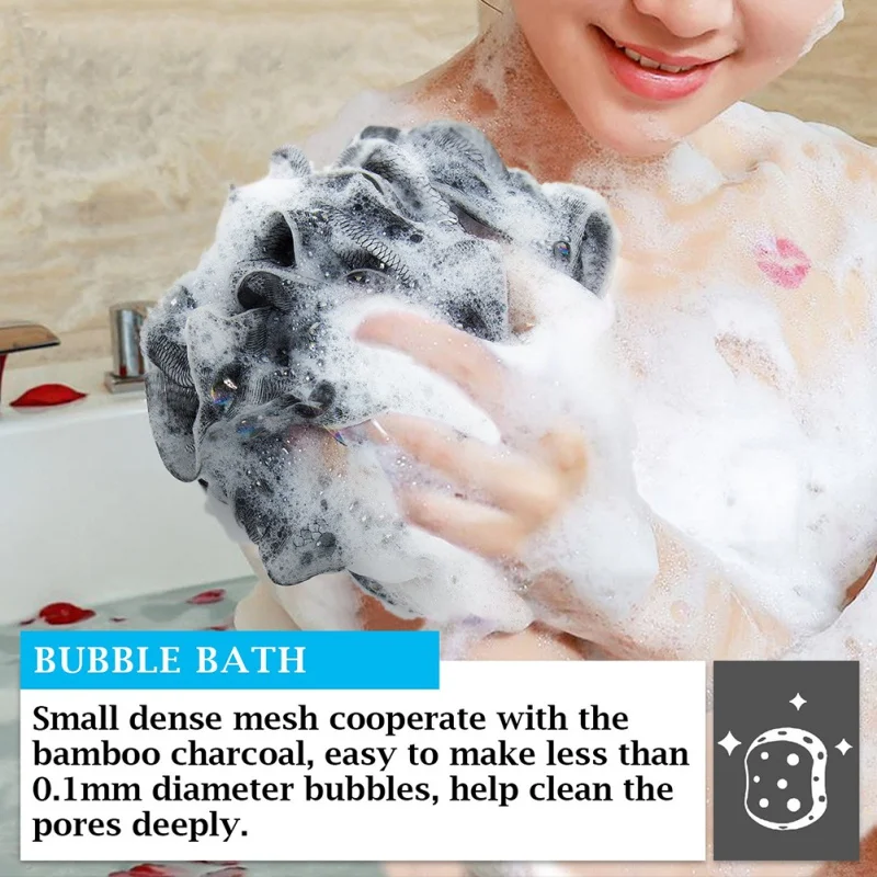 Бамбуковый угольный шар для ванны Цветочная губка душа пуф скребок тела сетчатый