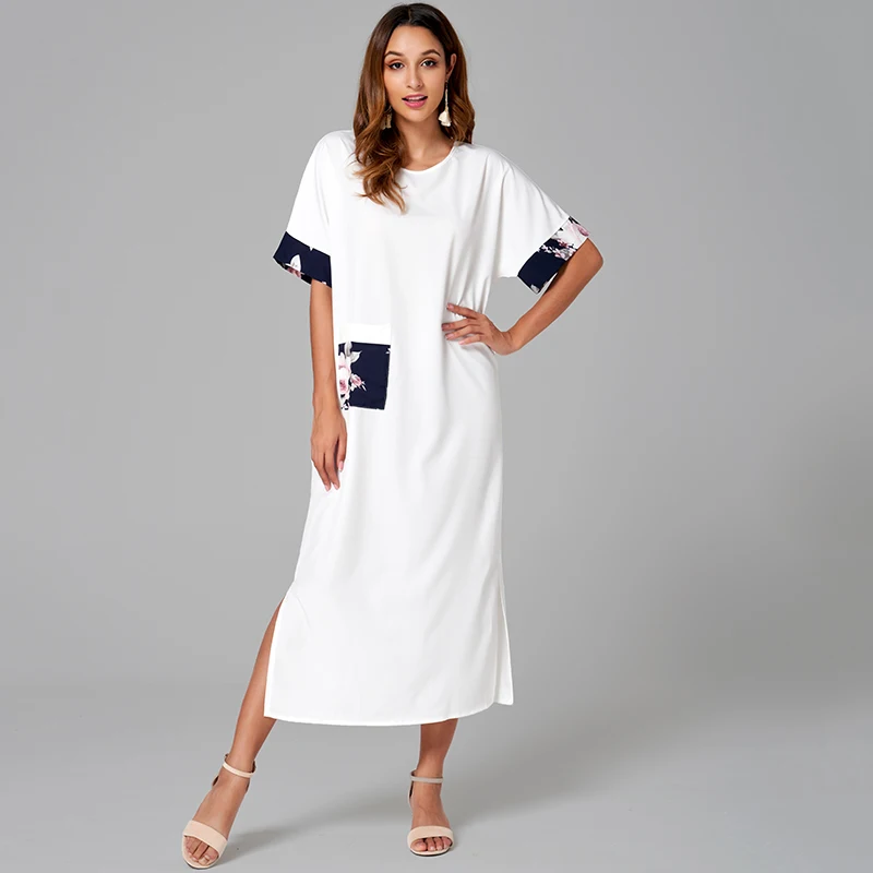 Women Shift Dress Casual Solid Color Split Patchwork Pockrt O Neck Short Sleeve Midi Dress Loose Dress Women Summer
Women Shift Dress Casual Solid Color Split Patchwork Pockrt O Neck Short Sleeve Midi Dress Loose Dress Women Summer
