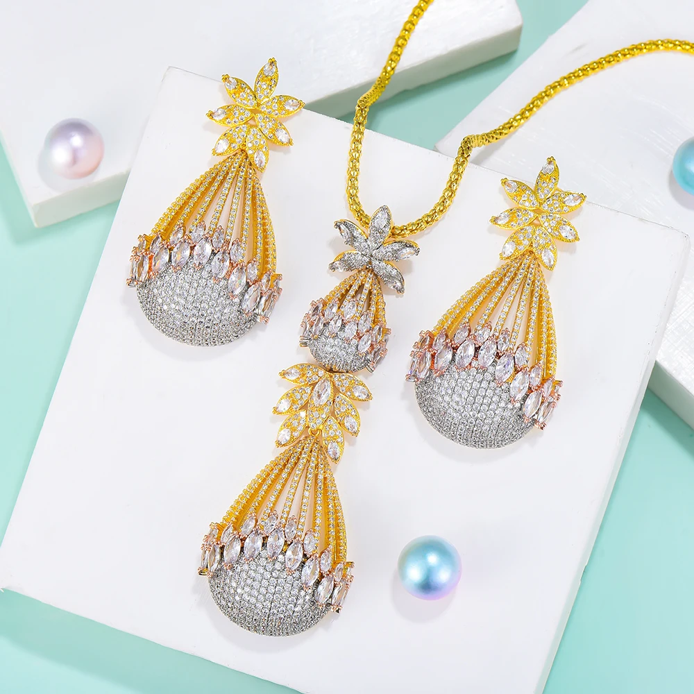 Blachette Fashion Gorgeous Necklace Earrings Jewelry Set for Female Bride Wedding Engagement Party Show Accessories High Quality
Blachette Fashion Gorgeous Necklace Earrings Jewelry Set for Female Bride Wedding Engagement Party Show Accessories High Quality