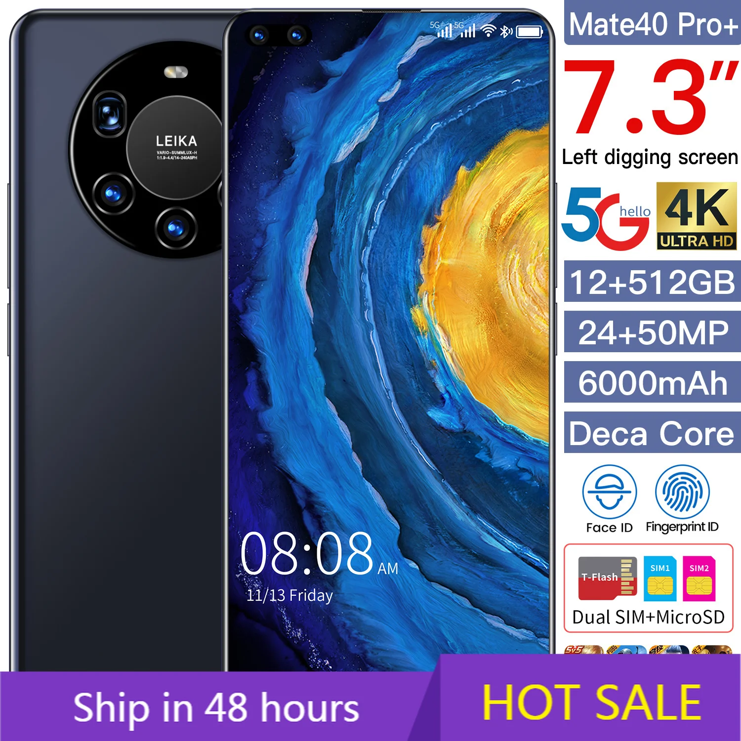 Смартфон M40PRO +, 7,3 дюйма, 10 ядер, 512 ГБ, две Sim-карты, Android 10,0, 6000 мА · ч
Смартфон M40PRO +, 7,3 дюйма, 10 ядер, 512 ГБ, две Sim-карты, Android 10,0, 6000 мА · ч