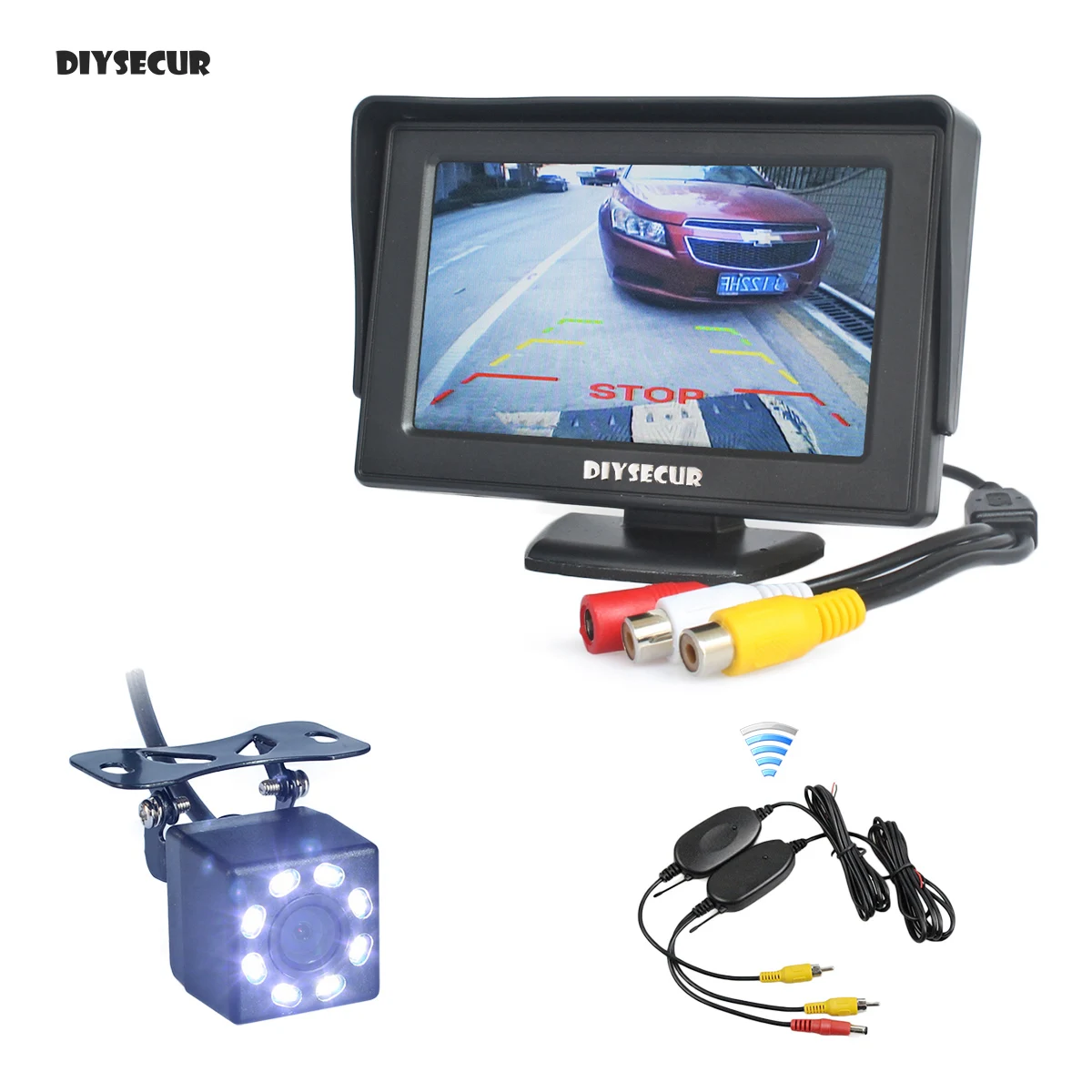 Беспроводной автомобильный монитор DIYSECUR 4 3 дюйма + HD 8 x светодиодная