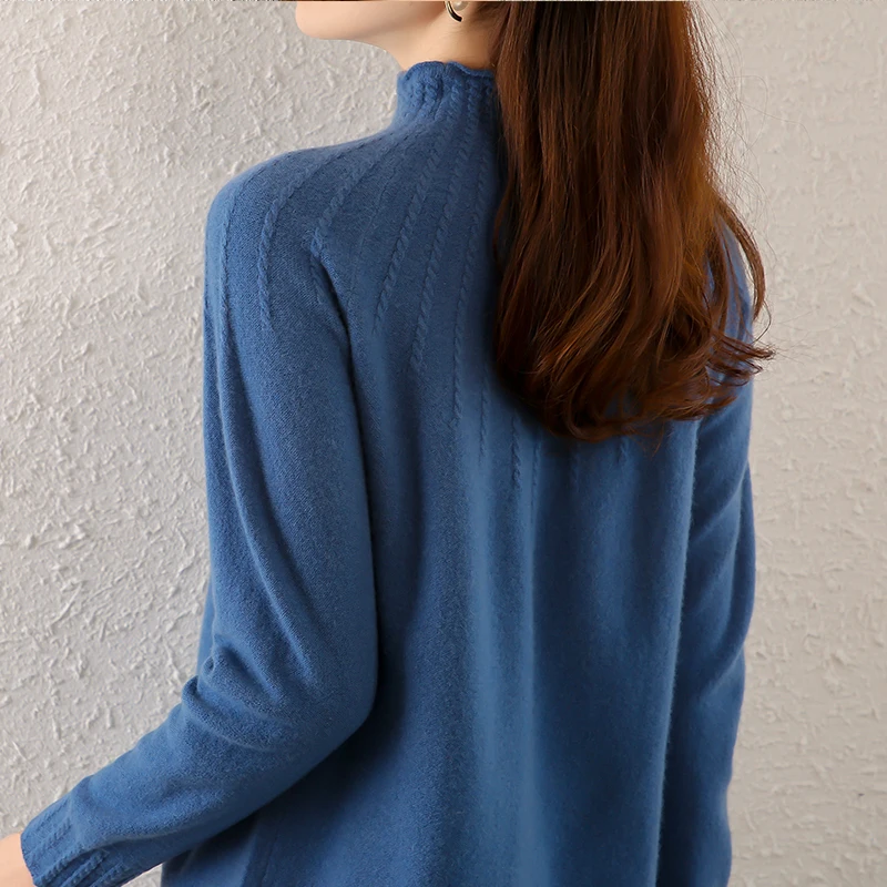Winter Women's Sweaters Half Turtleneck Long Sleeve 100% Wool Female Pullover Jumper Clothing Knitted Tops Pull Femme 5 Colors
Winter Women's Sweaters Half Turtleneck Long Sleeve 100% Wool Female Pullover Jumper Clothing Knitted Tops Pull Femme 5 Colors