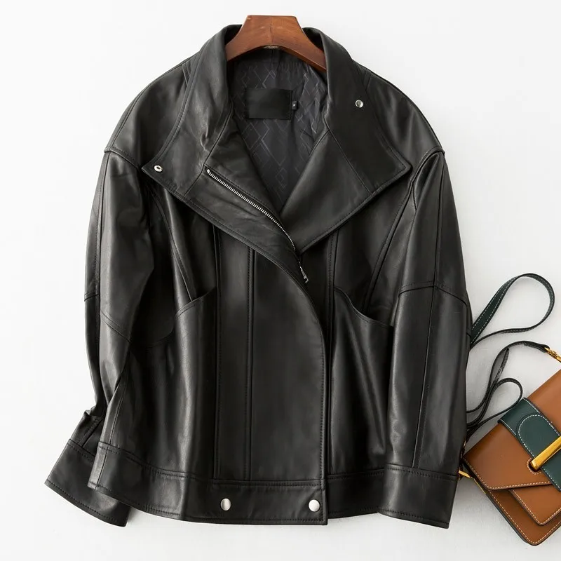 New 2021 Women Spring Loose Fit Genuine Leather Jacket Casual Streetwear Outwear Coat Short Autumn Ladies Real Sheepskin Jacket
New 2021 Women Spring Loose Fit Genuine Leather Jacket Casual Streetwear Outwear Coat Short Autumn Ladies Real Sheepskin Jacket