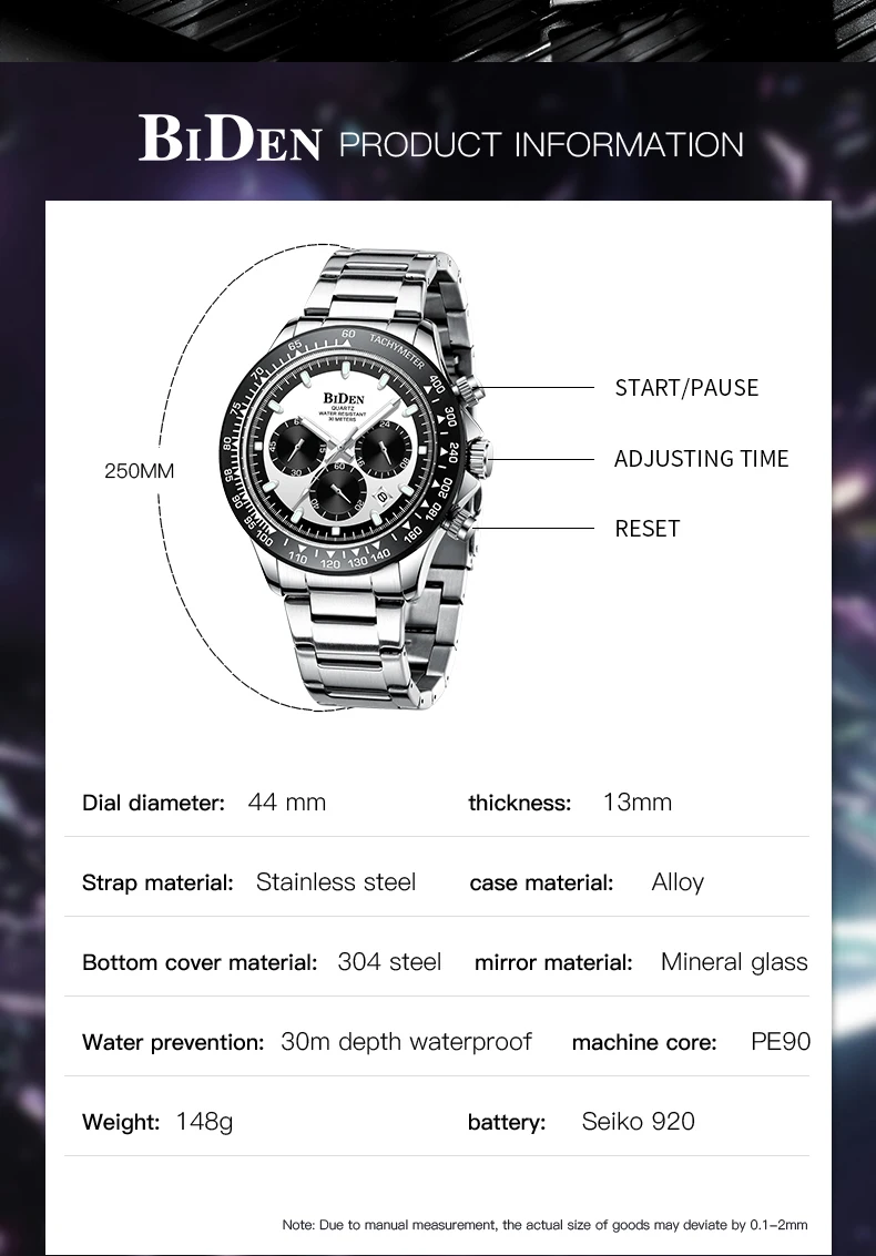 BIDEN Men's Sports Watches 2021 Men Top Brand Luxury Chronograph Aircraft Pointer Quartz Watch Waterproof Military Wristwath