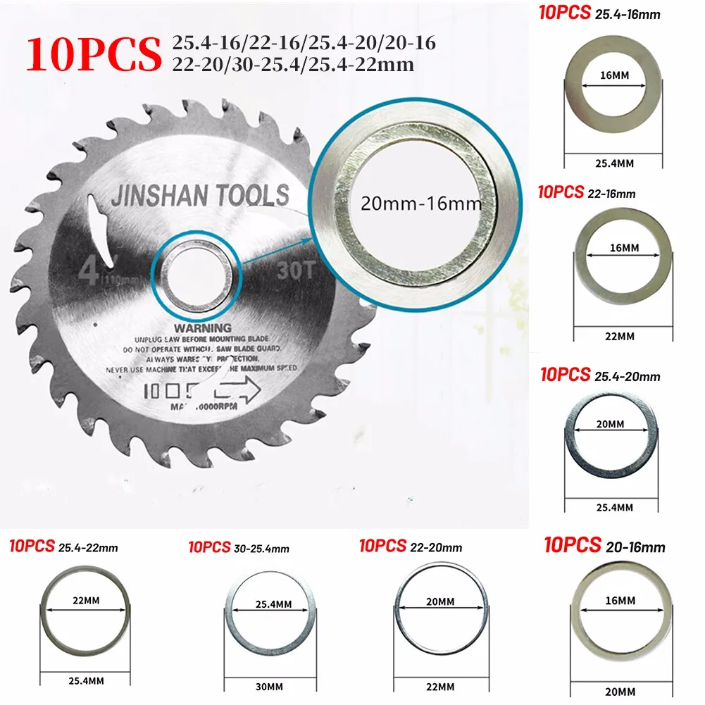 10pc Saw Cutting Washer Inner Hole Adapter Ring Blades Aperture Change Washer For Cutting Metal Wood Saw Blade Reducer Ring
10pc Saw Cutting Washer Inner Hole Adapter Ring Blades Aperture Change Washer For Cutting Metal Wood Saw Blade Reducer Ring