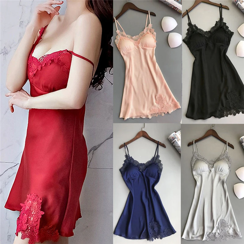Women Silk Satin Nightdresses Ladies Sexy Micro Sleepwear Lace Sleep Mini Wide Nightdress Women'S Nightdress For Female 
Women Silk Satin Nightdresses Ladies Sexy Micro Sleepwear Lace Sleep Mini Wide Nightdress Women'S Nightdress For Female