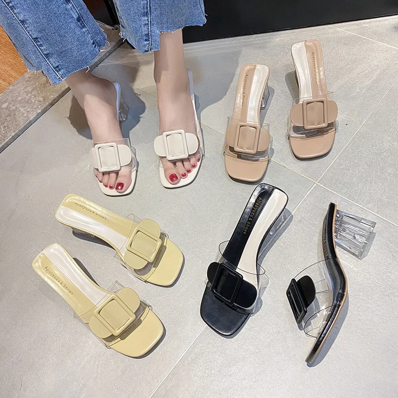 Med Shoes Square heel Woman's Slippers Slides Heeled Mules Fashion Jelly Flip Flops Block 2021 Summer High Luxury Glitter Soft R
Med Shoes Square heel Woman's Slippers Slides Heeled Mules Fashion Jelly Flip Flops Block 2021 Summer High Luxury Glitter Soft R