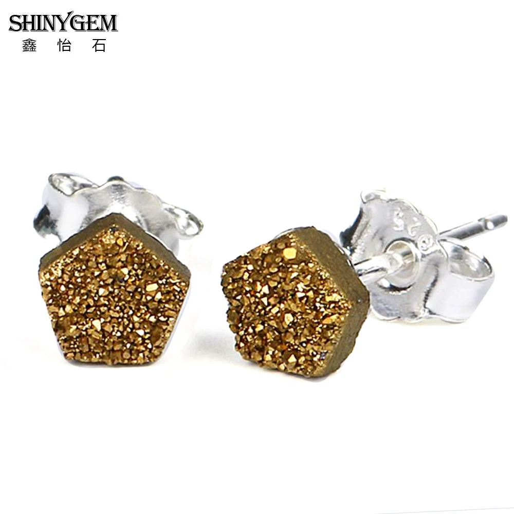 ShinyGem Fashion 4mm Small Pentagram Star Natural Crystal Druzy Stud Earrings Silver Needles Cute Sparkly Gem For Women 
ShinyGem Fashion 4mm Small Pentagram Star Natural Crystal Druzy Stud Earrings Silver Needles Cute Sparkly Gem For Women