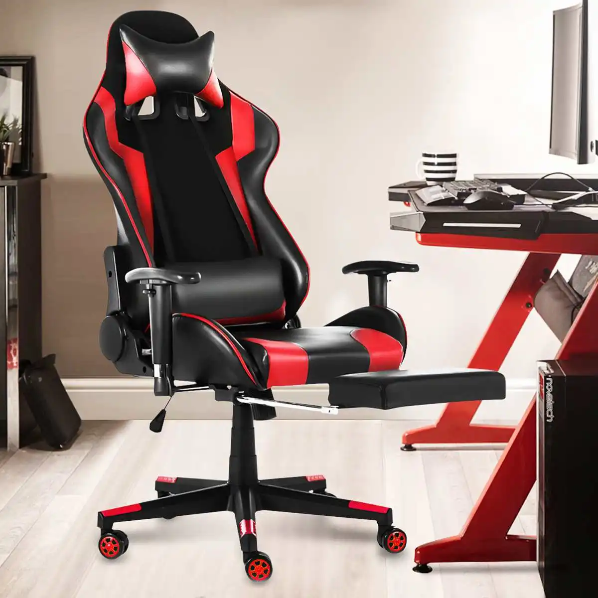 Computer chair WCG Gaming Chair Internet Cafe Racing Chair Office Chair Swivel Lifting Lying Gamer Armchair with Footrest
Computer chair WCG Gaming Chair Internet Cafe Racing Chair Office Chair Swivel Lifting Lying Gamer Armchair with Footrest
