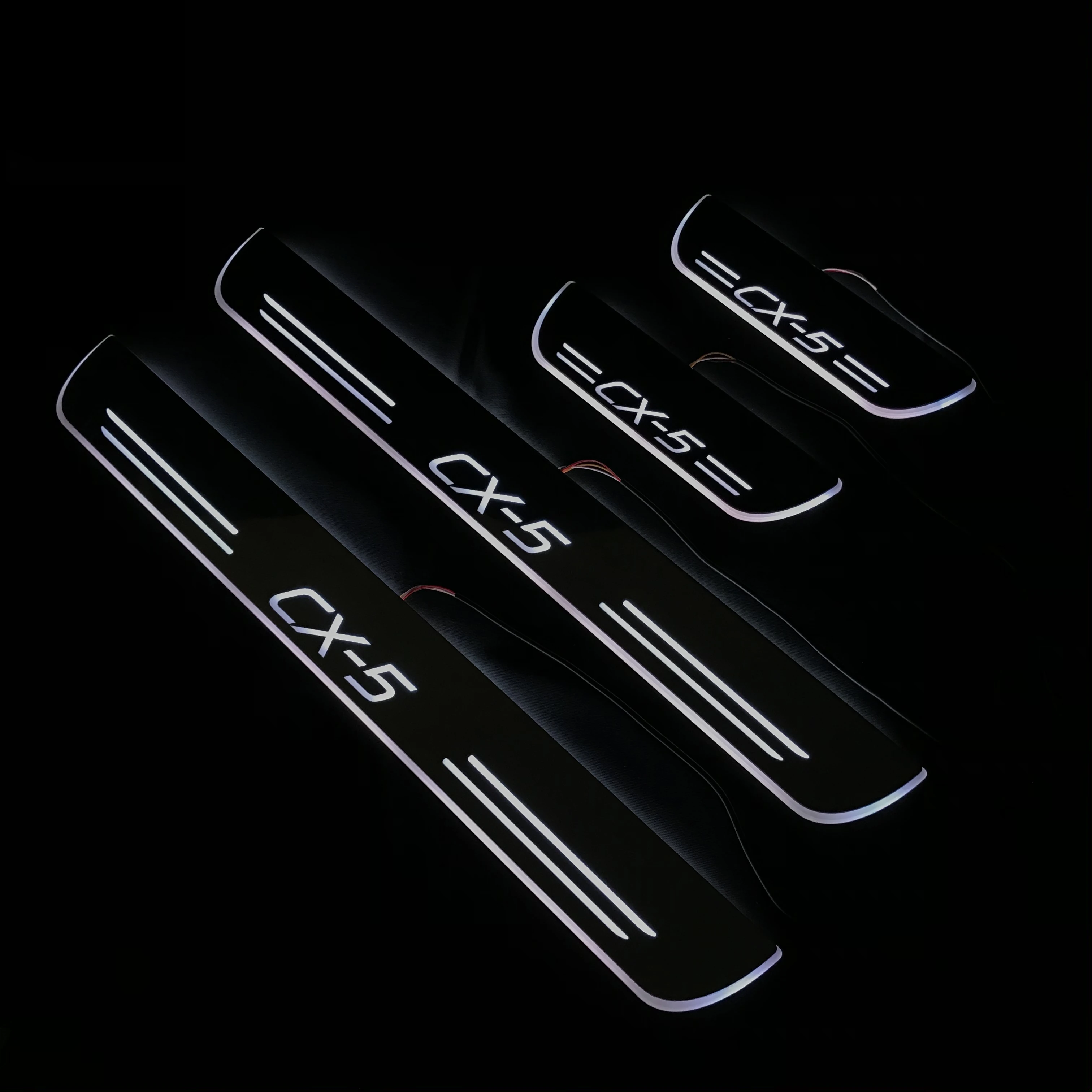 

Osmrk led moving door scuff for Mazda cx-5 dynamic door sill plate flat lining overlay flowing/fixed light, 4pcs