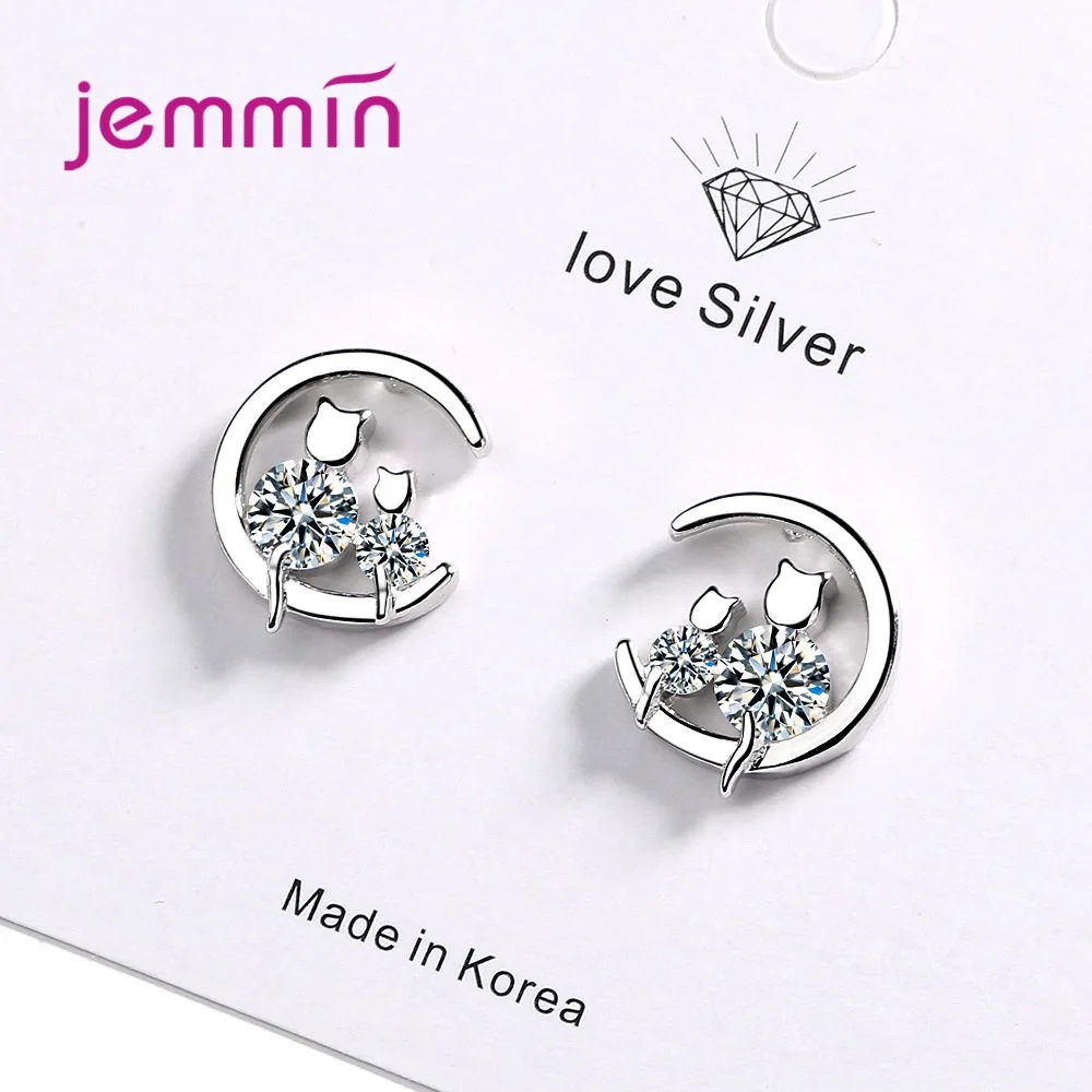 Fashion Cute Cat Animal Earrings for Girls Kids Korean Style 925 Sterling Silver Zircon Moon Stud Earrings Jewelry Gift
Fashion Cute Cat Animal Earrings for Girls Kids Korean Style 925 Sterling Silver Zircon Moon Stud Earrings Jewelry Gift