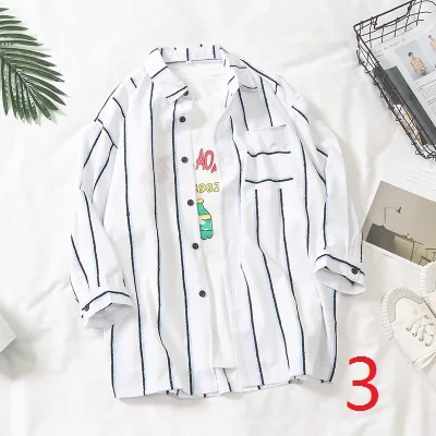 Летняя рубашка в Вертикальную Полоску с рукавом 7, Мужская трендовая рубашка с коротким рукавом, Мужская Студенческая красивая дикая куртка 
Летняя рубашка в Вертикальную Полоску с рукавом 7, Мужская трендовая рубашка с коротким рукавом, Мужская Студенческая красивая дикая куртка