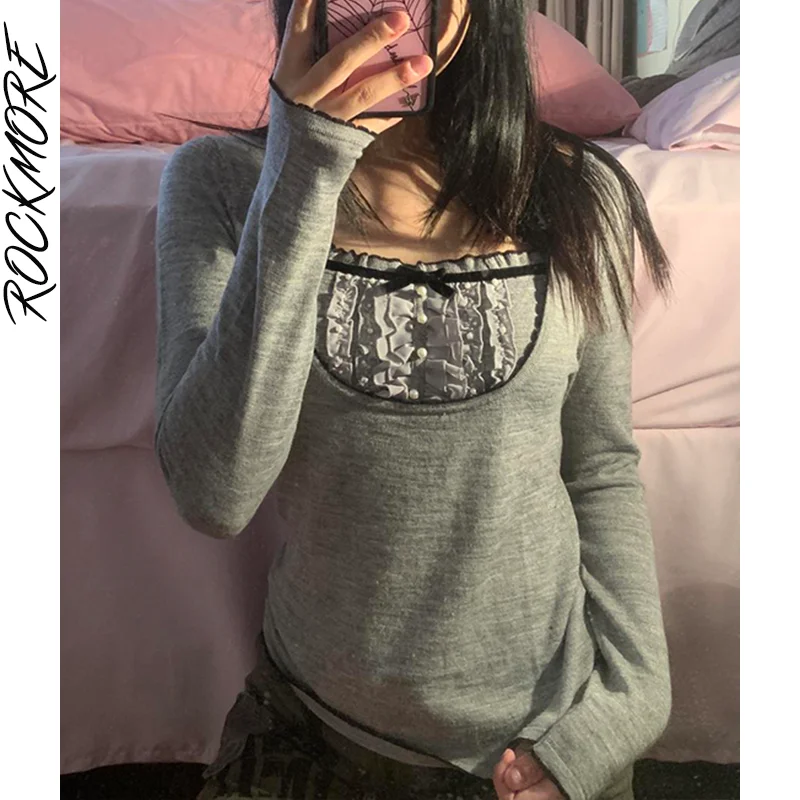 Rockmore Lace Patchwork Sweaters Women Casual Knit Pullovers Casual y2k Aesthetic Jumpers Autumn Basic Knitwear Tops Korean Gray
Rockmore Lace Patchwork Sweaters Women Casual Knit Pullovers Casual y2k Aesthetic Jumpers Autumn Basic Knitwear Tops Korean Gray