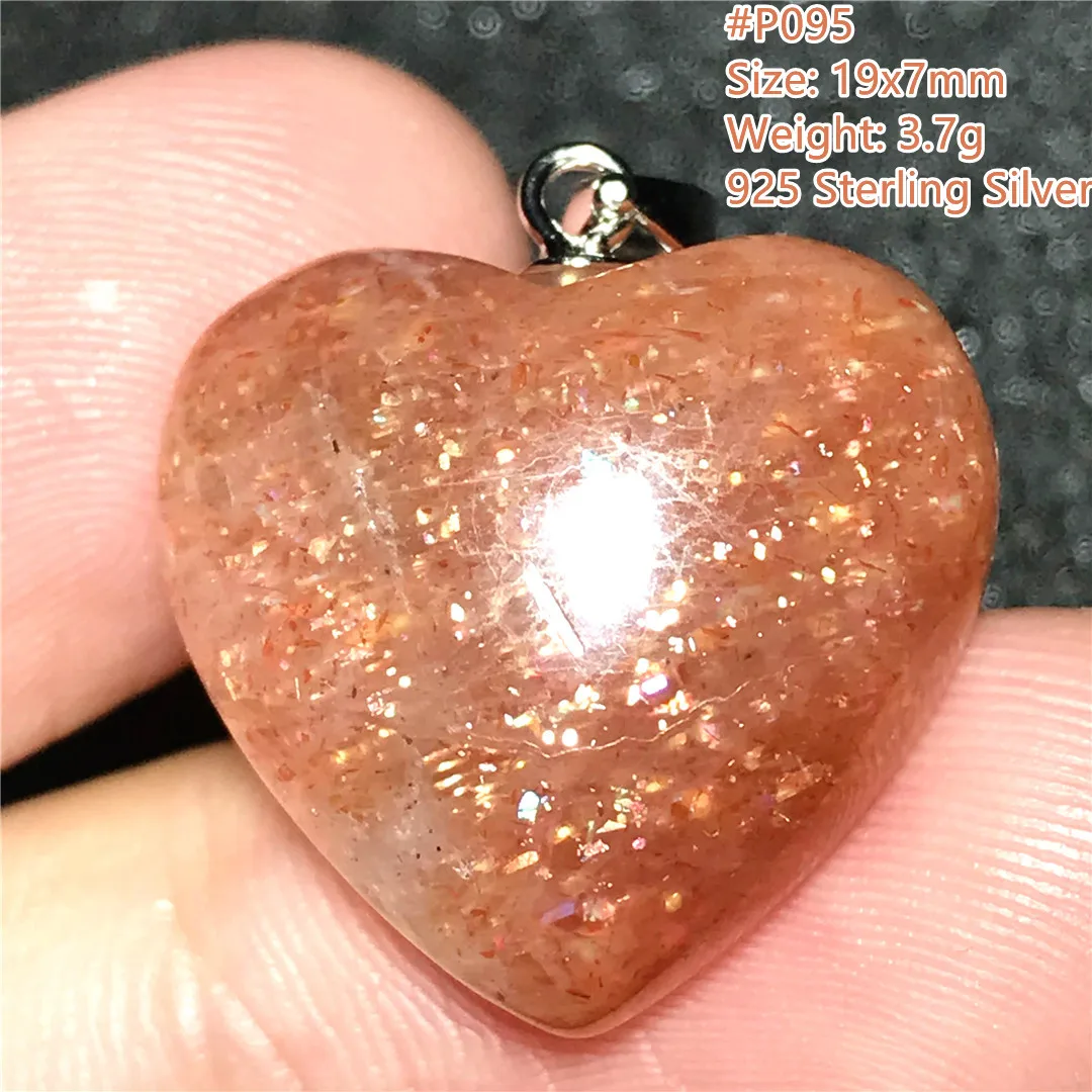 

Natural Gold Strawberry Quartz Orange Sunstone Necklace Pendant Jewelry For Women Men Gift Crystal 925 Silver 19x7mm Beads AAAAA