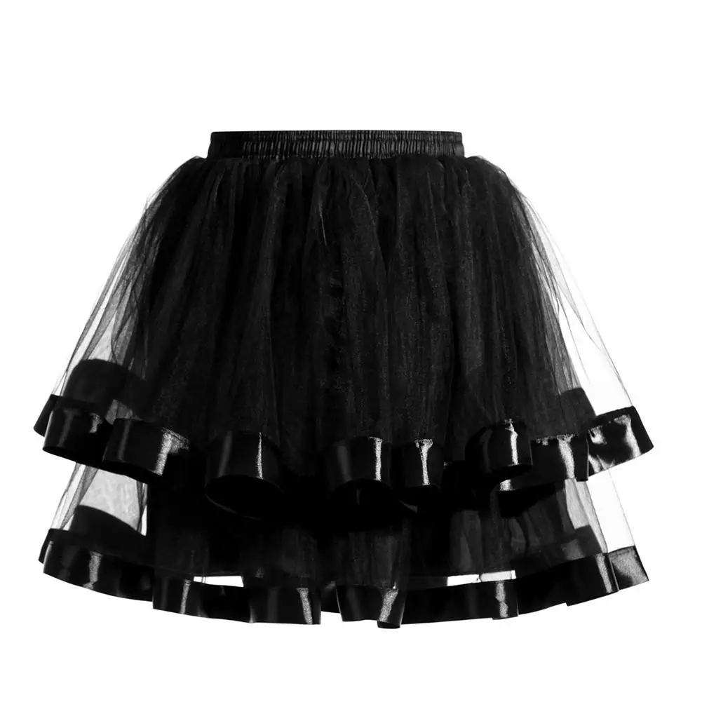 Женская однотонная двухслойная сетчатая плиссированная юбка подъюбник балетное