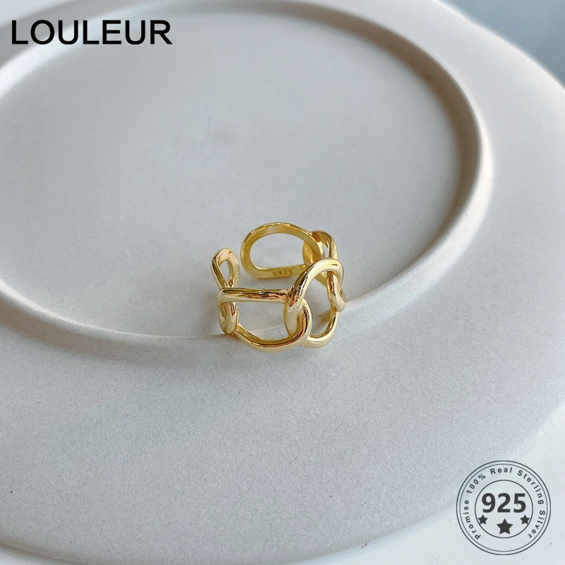 LouLeur Real 925 Sterling Silver Weave Wide Chain Ring 18K Gold Openwork High Quality Minimalist Rings for Women Elegant Jewelry
LouLeur Real 925 Sterling Silver Weave Wide Chain Ring 18K Gold Openwork High Quality Minimalist Rings for Women Elegant Jewelry