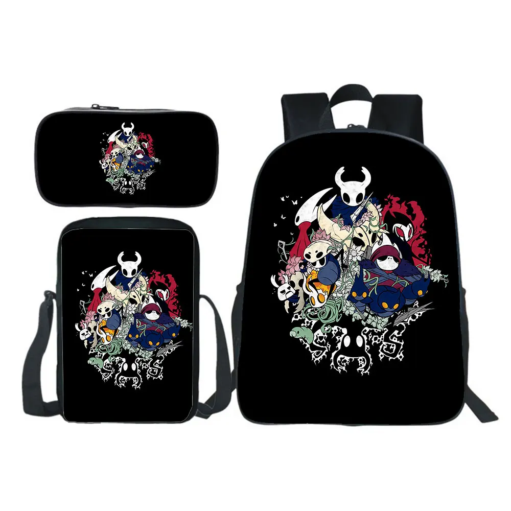 

Game Hollow Knight Cosplay Backpack 3pcs Set Boy Girl School Bag Teens Bookbag Rucksack Gift(backpack+shouder Bag+pen Bag)