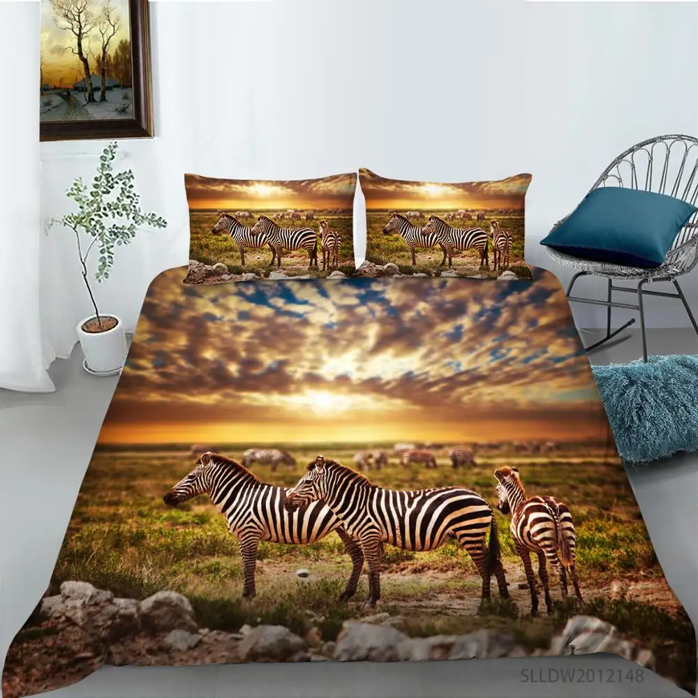 

Zebra Black Duvet Cover Set Twin King Full Double Bedclothes Pillow Shames Bedding Set 2/3Pcs Duvet Cover Set