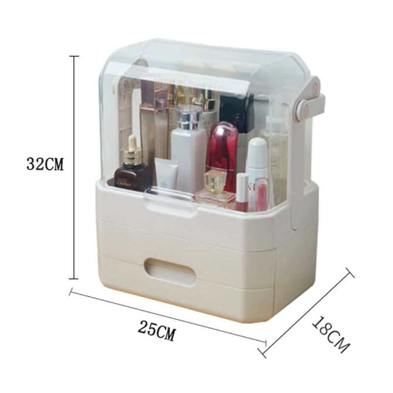 Lipstick Beauty Organizer Makeup Dustproof Cosmetics Storage Box Skin Care Products Rack Desktop with Handle
Lipstick Beauty Organizer Makeup Dustproof Cosmetics Storage Box Skin Care Products Rack Desktop with Handle