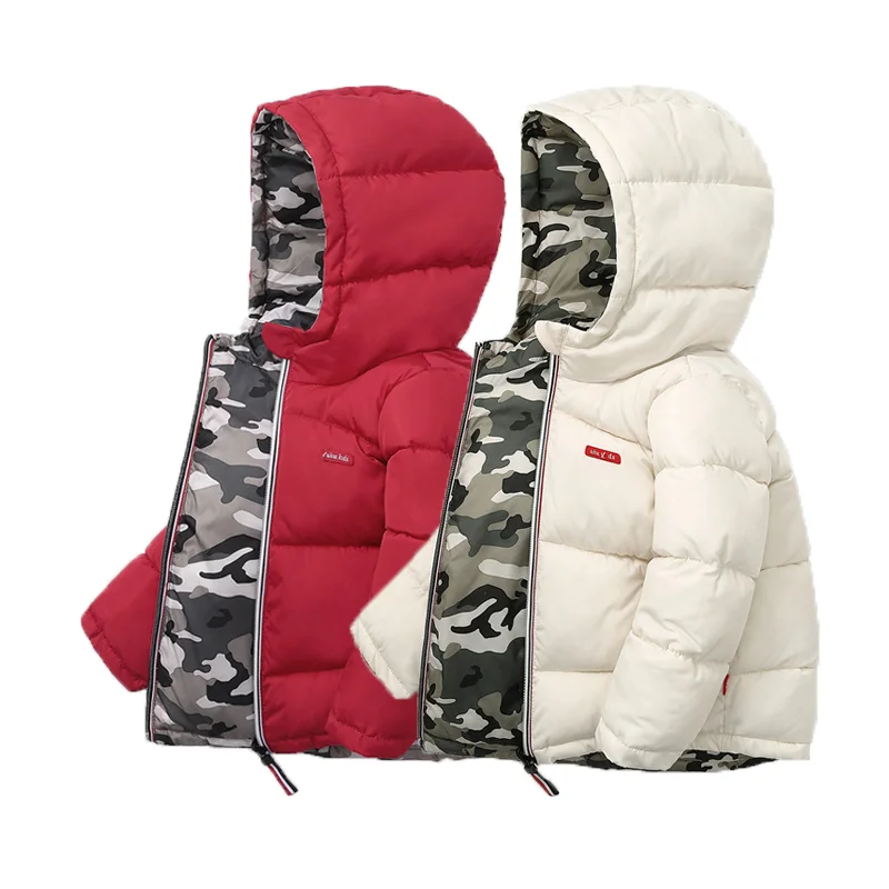 Пуховики с капюшоном для маленьких девочек Детские пальто Осенняя теплая куртка