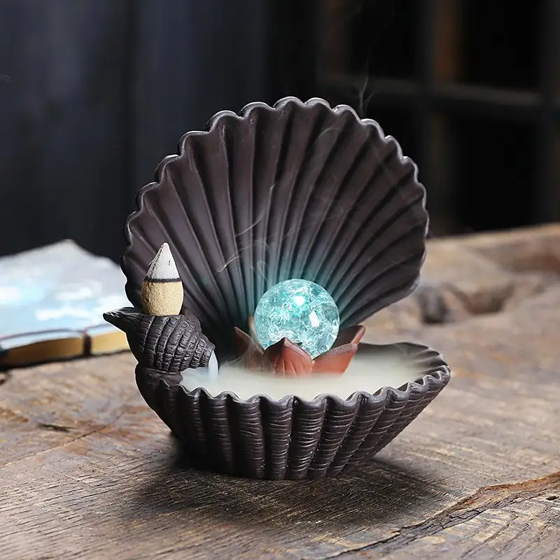 Shell Backflow Incense Burner Holder With Crystal Ball Smoke Waterfall Incense Sticks Holder 20 Pcs Cones Free Gift Home Decor
Shell Backflow Incense Burner Holder With Crystal Ball Smoke Waterfall Incense Sticks Holder 20 Pcs Cones Free Gift Home Decor