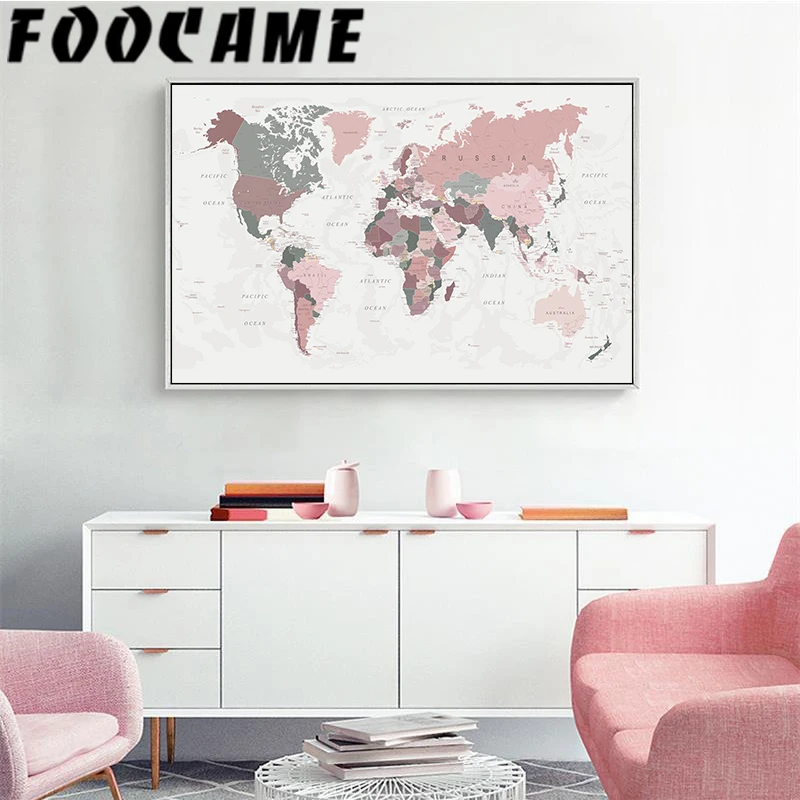 World Map Pink Wall Art Picture Nordic Canvas Painting Posters and Prints Living Room Home Decor Modern Bedroom Decoration
World Map Pink Wall Art Picture Nordic Canvas Painting Posters and Prints Living Room Home Decor Modern Bedroom Decoration