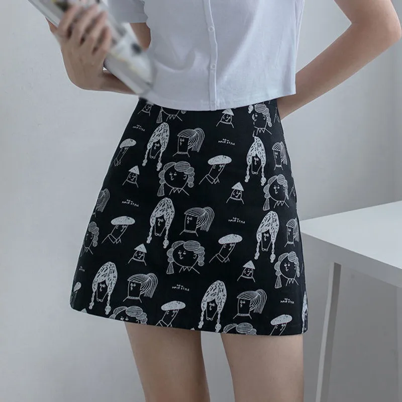 Women Fashion Short Skirt Cartoon Printed High-waisted Skirts Summer Thin Mini Skirts
Women Fashion Short Skirt Cartoon Printed High-waisted Skirts Summer Thin Mini Skirts