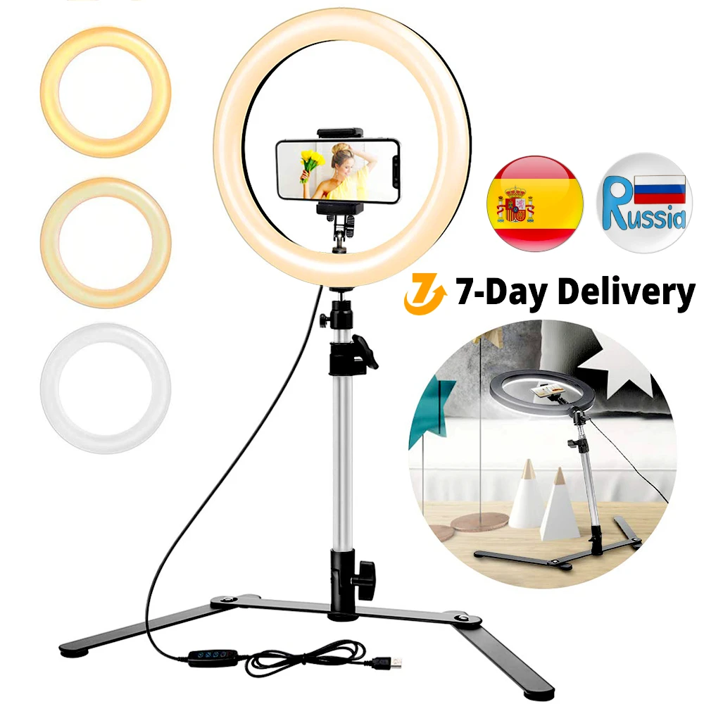 10inch Selfie LED Ring Light with Stand Photography Lighting Phone Round Ring Lamp 26cm Video Fill Ringlight for Youtube Makeup
10inch Selfie LED Ring Light with Stand Photography Lighting Phone Round Ring Lamp 26cm Video Fill Ringlight for Youtube Makeup