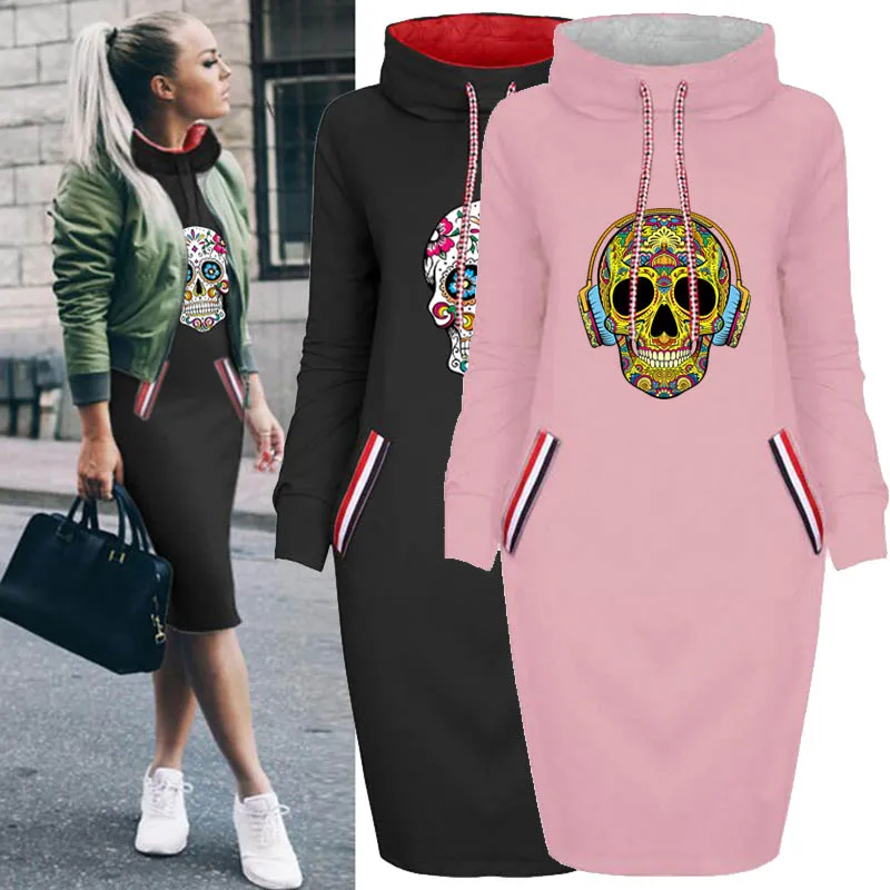 2021 Skull Print Women Dress Black Midi Streetwear Long Sleeve Autumn Winter Bodycon Dresses Party Club Short Vestidos 
2021 Skull Print Women Dress Black Midi Streetwear Long Sleeve Autumn Winter Bodycon Dresses Party Club Short Vestidos