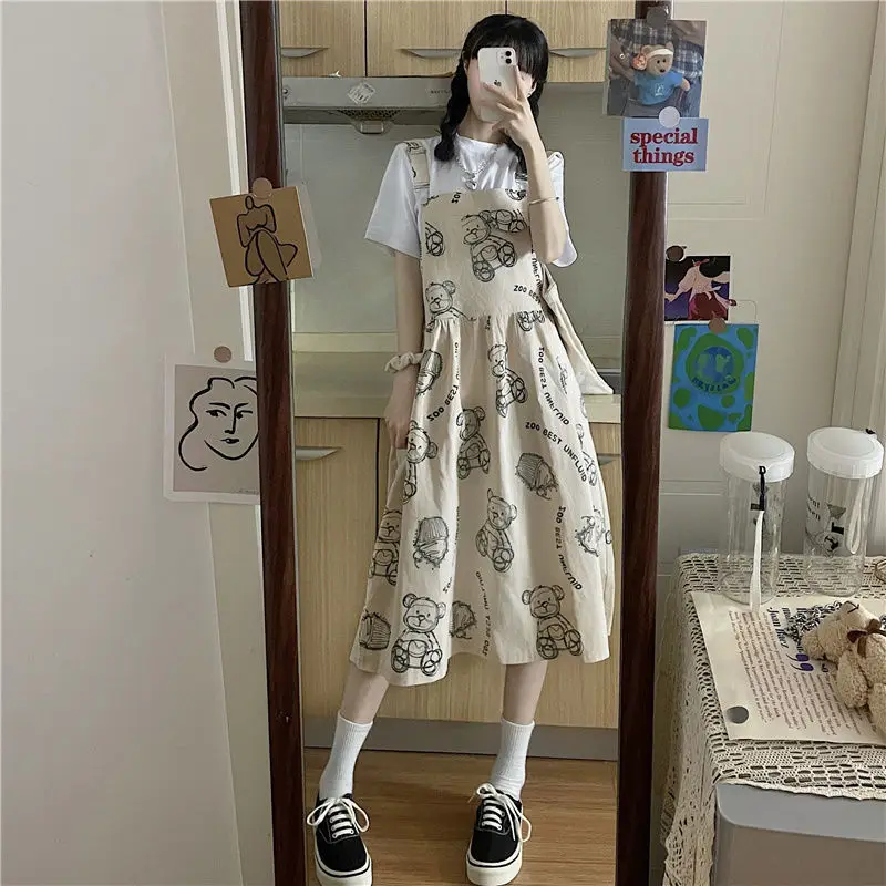 Summer dresses women kawaii bear workwear strap dress suit female short-sleeved shirt preppy style vintage harajuku dress
Summer dresses women kawaii bear workwear strap dress suit female short-sleeved shirt preppy style vintage harajuku dress