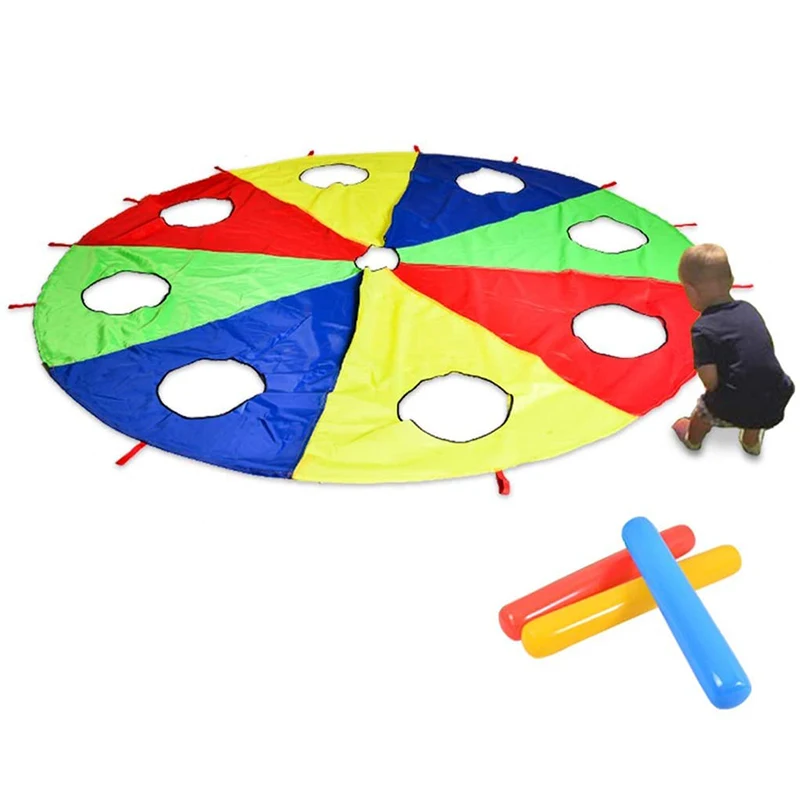 Rainbow Parachute Parachute 6 Feet, Play Parachute Outdoor Game (W Mouse) Activity Toy with 3x Air Sticks 2M
Rainbow Parachute Parachute 6 Feet, Play Parachute Outdoor Game (W Mouse) Activity Toy with 3x Air Sticks 2M