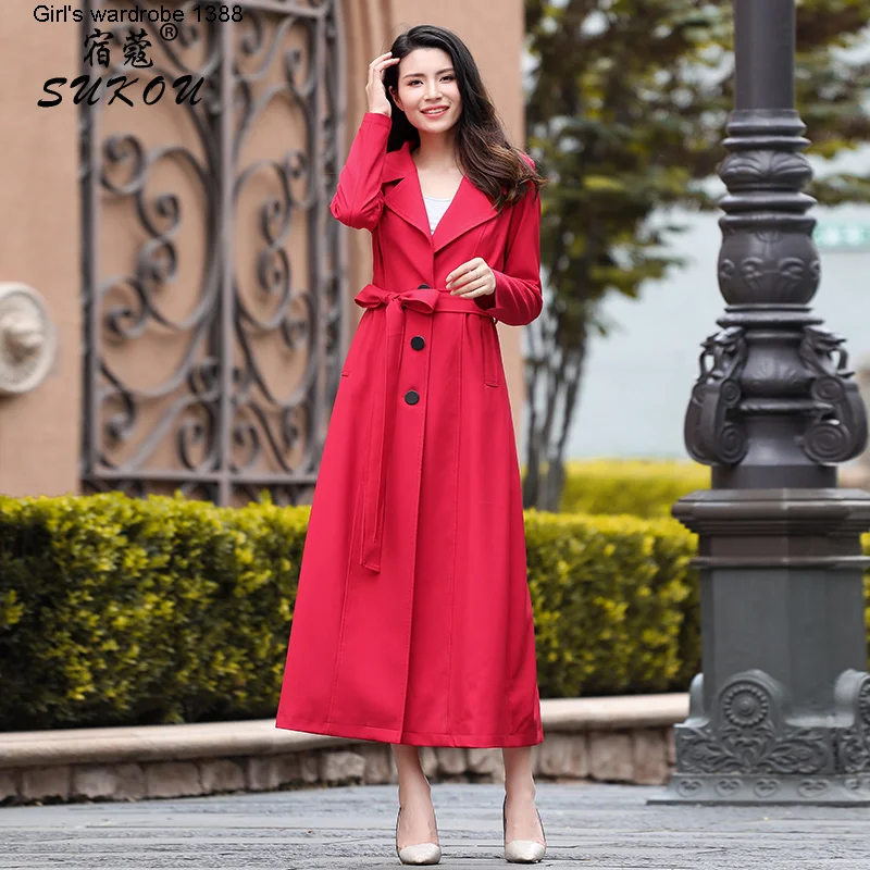 Casual autumn 2020 red windbreaker women's long style over the knee chic Jacket Women's long long coat new style
Casual autumn 2020 red windbreaker women's long style over the knee chic Jacket Women's long long coat new style
