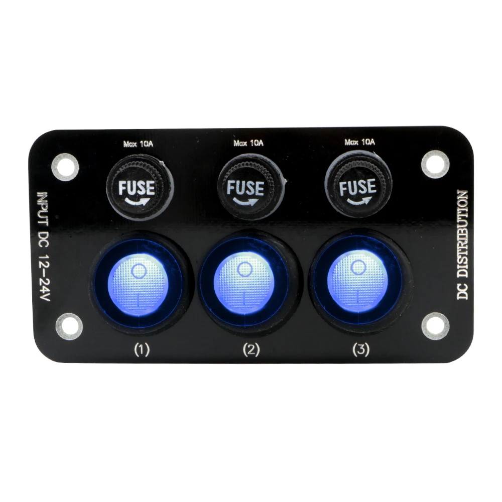 

Car Switch Panel for Car Marine Truck Porous Toggle Switch 3 Combination Replaceable Fuse Holder Auto Parts