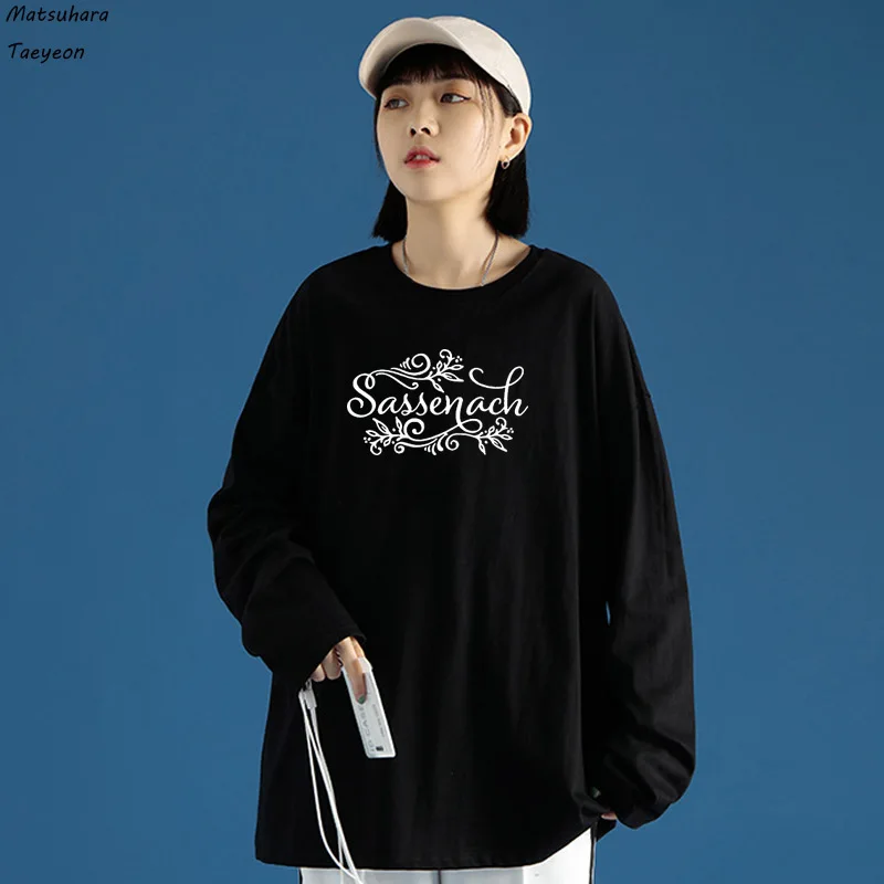 Sassenach Print Tee Shirt Femme Long Sleeve O-neck T Shirts Women Cotton Loose Tops Black White Hip Hop Women T Shirt
Sassenach Print Tee Shirt Femme Long Sleeve O-neck T Shirts Women Cotton Loose Tops Black White Hip Hop Women T Shirt