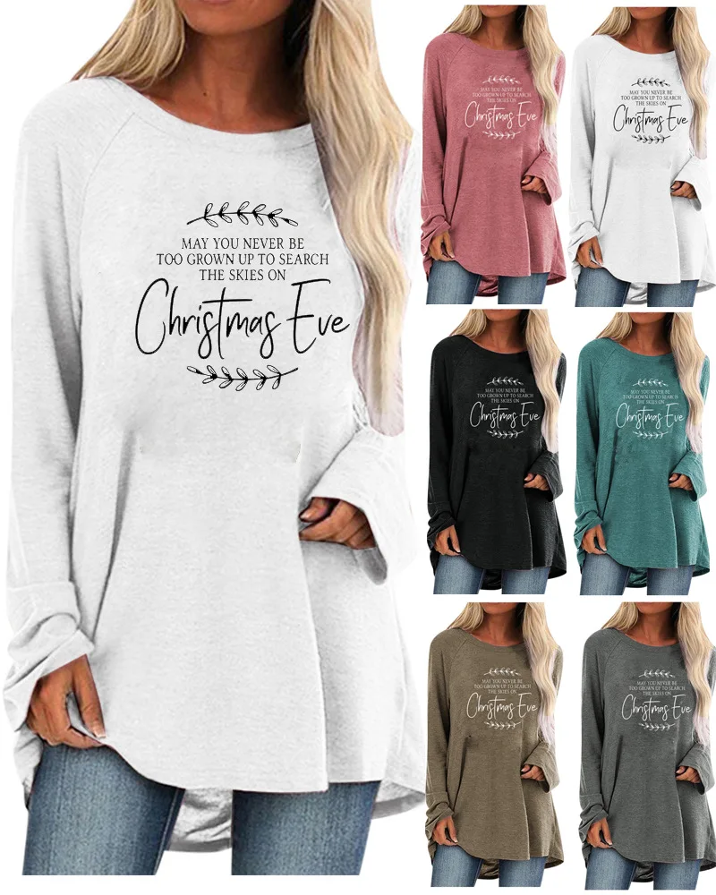 Fashion Women Christmas Letters Printed Round Neck Loose Casual Long Sleeve T-shirt Female Winter Autumn Plus Size Tops Shirts
Fashion Women Christmas Letters Printed Round Neck Loose Casual Long Sleeve T-shirt Female Winter Autumn Plus Size Tops Shirts
