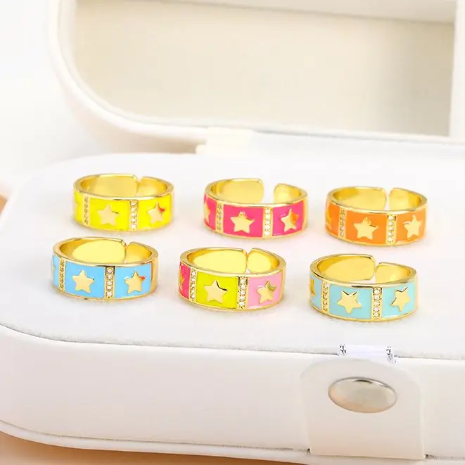 Vintage Neon Enamel Shiny Star Zircon Ring For Women Colorful Gold Plated Chunky Rings Engagement Wedding Jewelry Wholesale
Vintage Neon Enamel Shiny Star Zircon Ring For Women Colorful Gold Plated Chunky Rings Engagement Wedding Jewelry Wholesale
