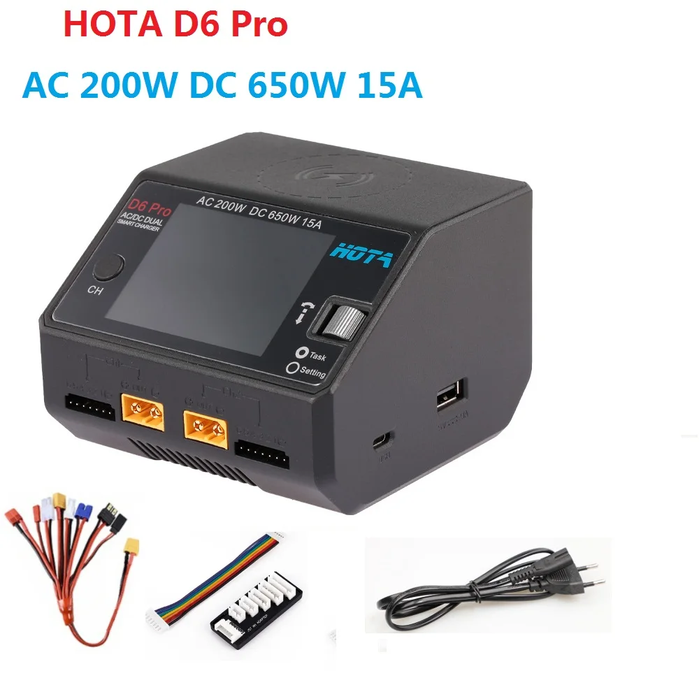 Хота D6 Pro AC 200W DC 650W 15A Lipo Зарядное устройство с Беспроводной зарядки для