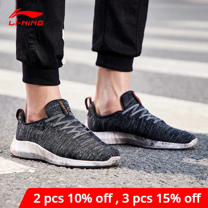 Li-Ning/Мужская обувь из флока на низком каблуке для образа жизни однотонные Тканные