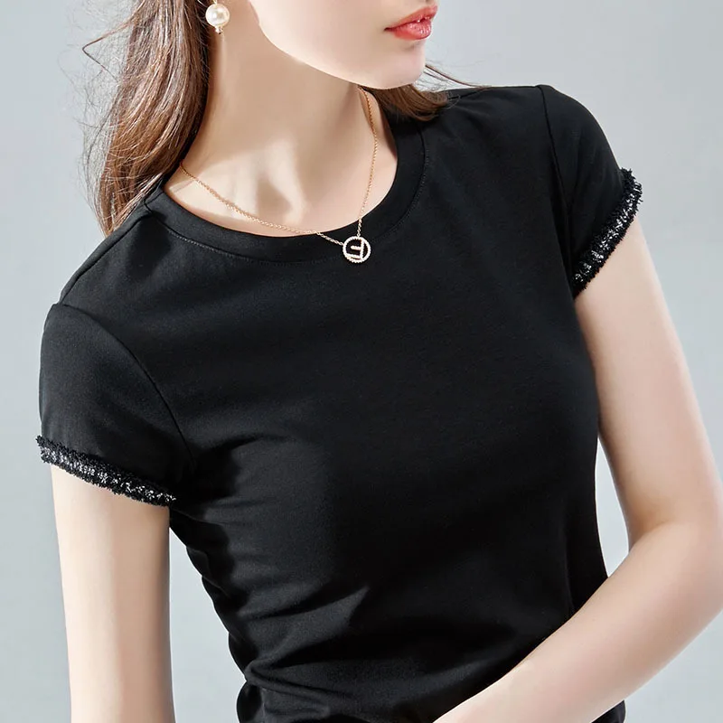 White t-shirt female round neck short sleeve summer dress new Korean cotton T-shirt French small fragrance top
White t-shirt female round neck short sleeve summer dress new Korean cotton T-shirt French small fragrance top