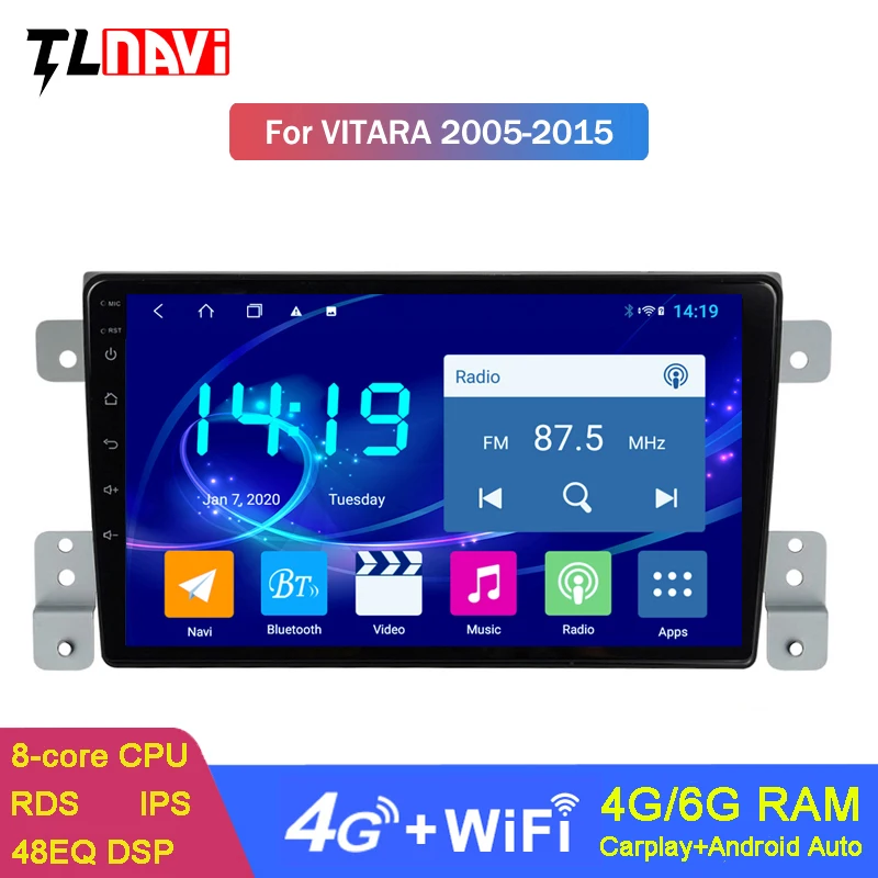Авторадио Стерео 6G + 128G IPS Android 10 Автомобильный мультимедийный плеер для SUZUKI GRAND
